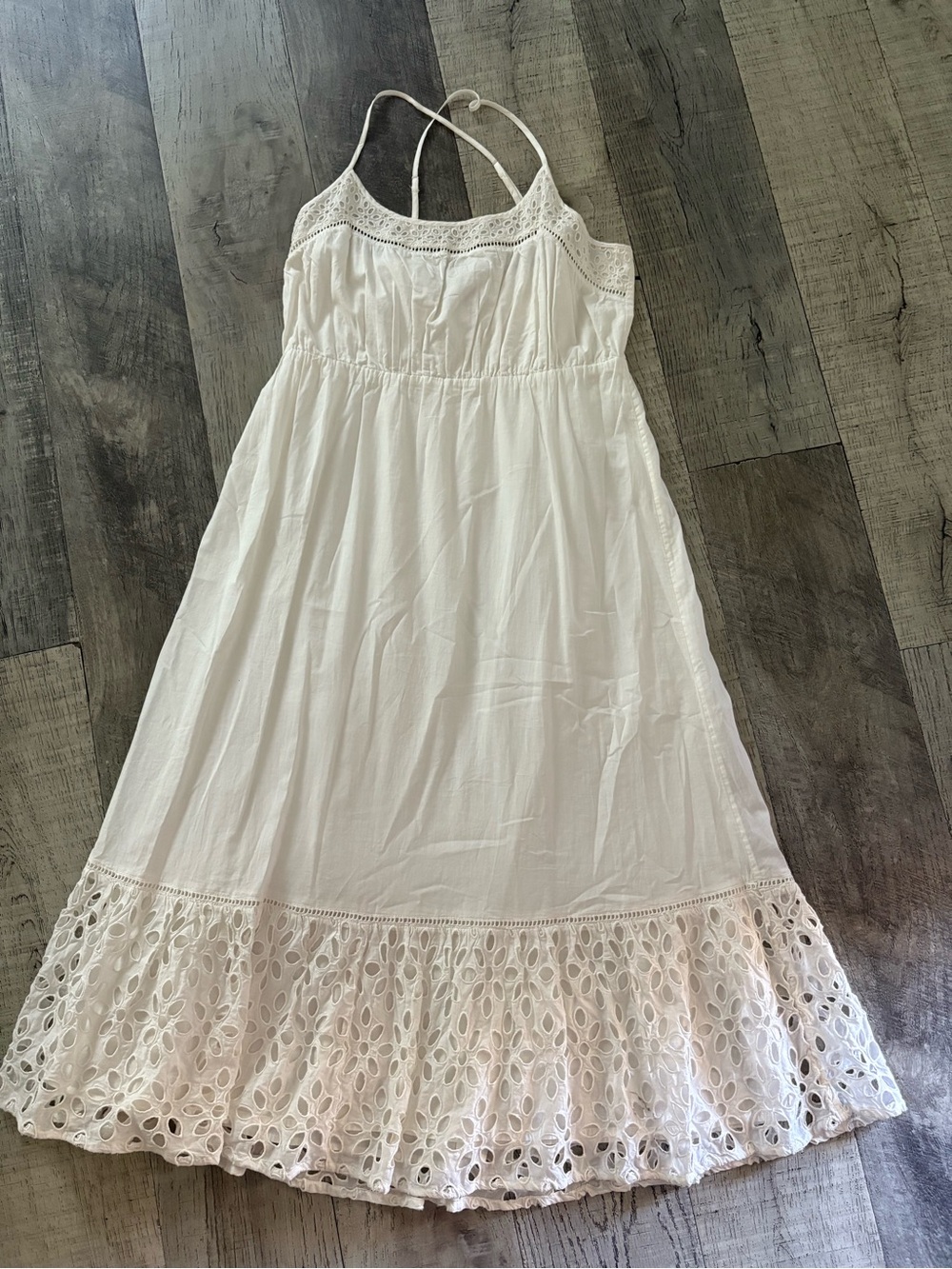 J. Crew White Smocked Sundress with Eyelet Hem